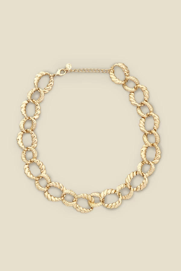 Gold Hammered Chunky Chain Necklace 1 Gold Hammered Chunky Chain Necklace