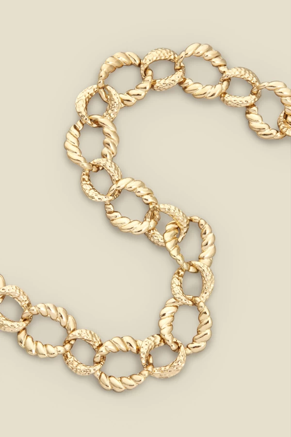 Gold Hammered Chunky Chain Necklace 2 Gold Hammered Chunky Chain Necklace - Image 2