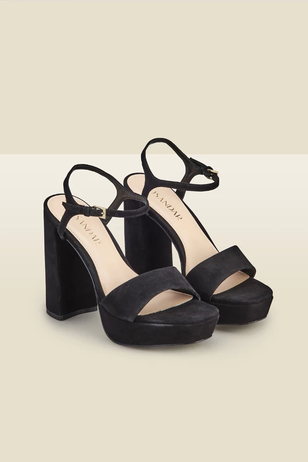Arabella Black Suede Platform With Block Heel 2 Arabella Black Suede Platform With Block Heel - Image 2