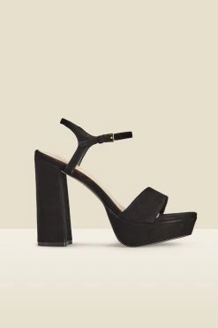 Arabella Black Suede Platform With Block Heel