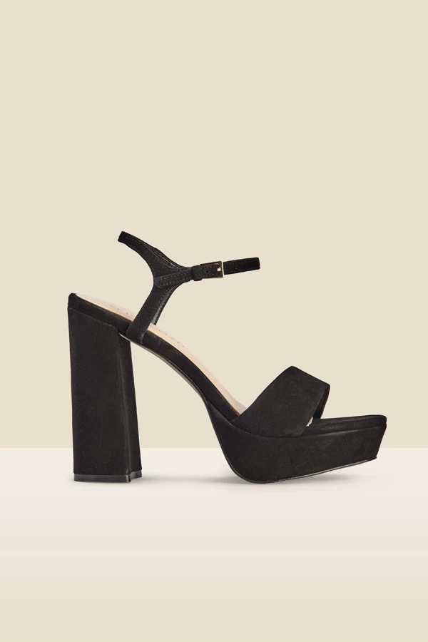 Arabella Black Suede Platform With Block Heel 1 Arabella Black Suede Platform With Block Heel