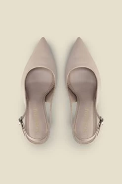 Rae Taupe Leather Flared Heel Slingback Court Shoe 5 Rae Taupe Leather Flared Heel Slingback Court Shoe -Trendora Shop s23fw018bn0003 c