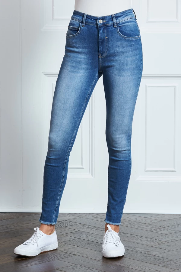 Mid Blue Raw Hem Perfect Skinny Jeans 5 Mid Blue Raw Hem Perfect Skinny Jeans - Image 5