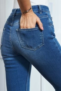 Mid Blue Raw Hem Perfect Skinny Jeans 9 Mid Blue Raw Hem Perfect Skinny Jeans -Trendora Shop s28 ss19or01rd s21bd011 123