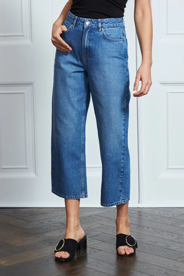 Mid Blue Denim Culotte Jeans 2 Mid Blue Denim Culotte Jeans - Image 2