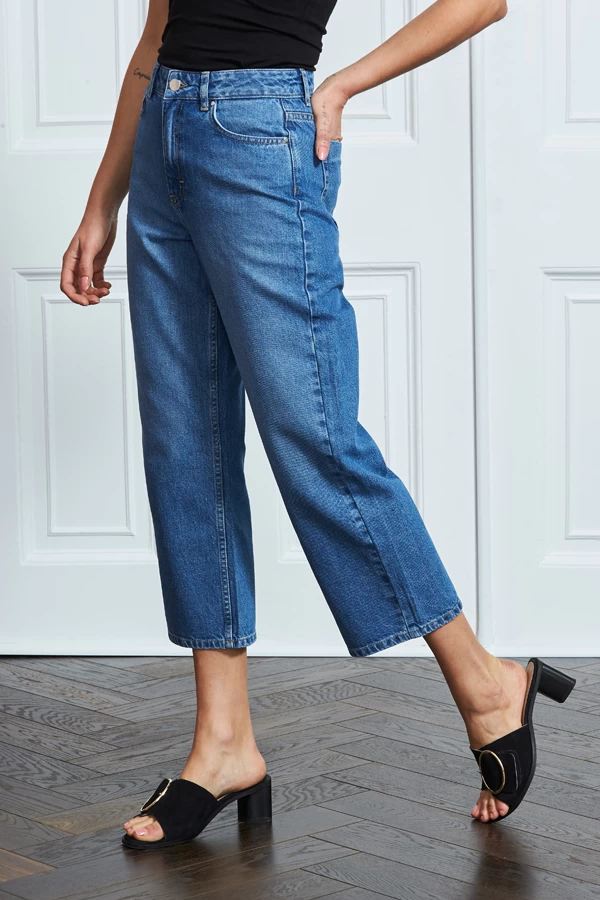 Mid Blue Denim Culotte Jeans 3 Mid Blue Denim Culotte Jeans - Image 3