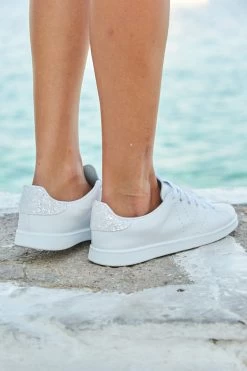 Victoria Cava White Glitter Back White Leather Trainers -Trendora Shop s44 s20dj086gran s21fw051 0132