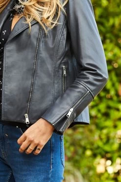 Charcoal Grey Leather Biker Jacket 10 Charcoal Grey Leather Biker Jacket -Trendora Shop sa18or15gy0015 4