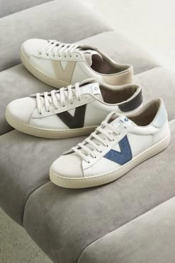Victoria Natural V Detail Leather Trainers -Trendora Shop shoes 075