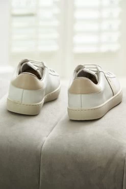 Victoria Natural V Detail Leather Trainers -Trendora Shop shoes 084