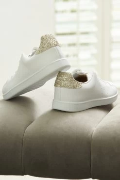 Victoria Cava Gold Glitter Back White Leather Trainers 9 Victoria Cava Gold Glitter Back White Leather Trainers -Trendora Shop shoes 116