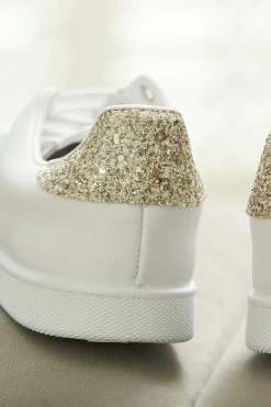 Victoria Cava Gold Glitter Back White Leather Trainers 11 Victoria Cava Gold Glitter Back White Leather Trainers -Trendora Shop shoes 125