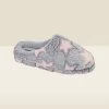 Grey Star Detail Faux Fur Mule Slippers