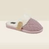 Pink Cable Knit Mule Slippers