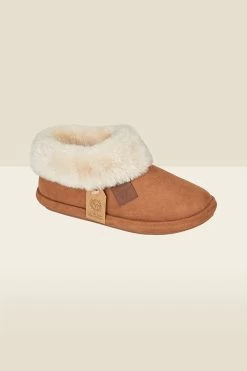 Cognac Faux Fur Lined Bootie Slippers