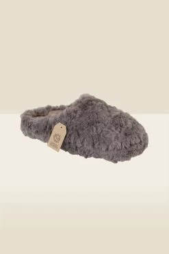 Grey Faux Fur Mule Slippers