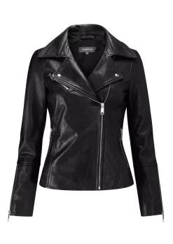 Black Leather Biker Jacket -Trendora Shop small web sa17or01 black leather bicker jacket black