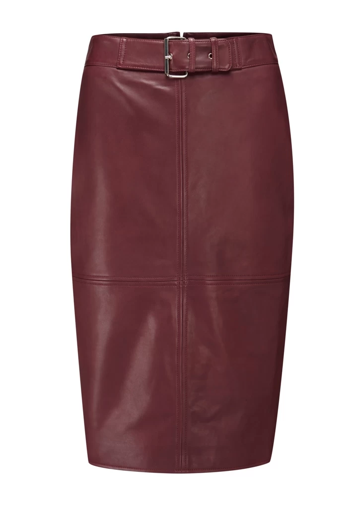 Burgundy Leather Buckle Detail Pencil Skirt 7 Burgundy Leather Buckle Detail Pencil Skirt - Image 7