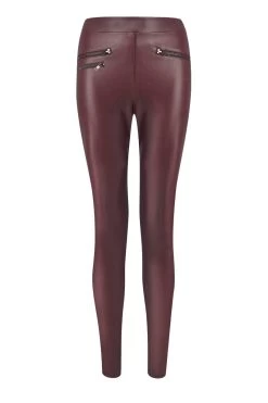 Burgundy Leather Look Premium Leggings -Trendora Shop sos 11a19bp002 v2