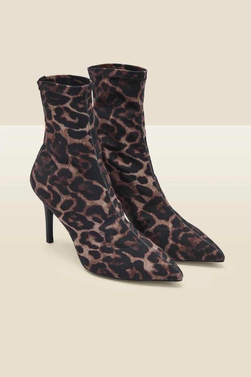 Ava Leopard Stretch Sock Boot 2 Ava Leopard Stretch Sock Boot - Image 2