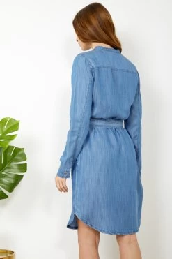 Blue Chambray Denim Belted Dress -Trendora Shop ss20dd011 15