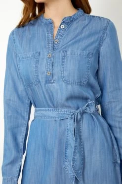Blue Chambray Denim Belted Dress -Trendora Shop ss20dd011 17