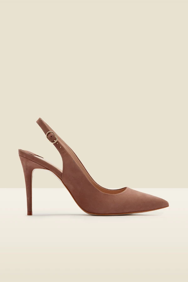 Sierra Taupe Suede Slingback Court Shoe 4 Sierra Taupe Suede Slingback Court Shoe - Image 4