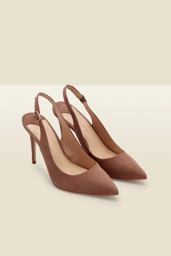 Sierra Taupe Suede Slingback Court Shoe 3 Sierra Taupe Suede Slingback Court Shoe - Image 3