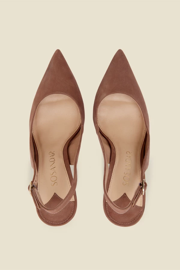 Sierra Taupe Suede Slingback Court Shoe 5 Sierra Taupe Suede Slingback Court Shoe - Image 5