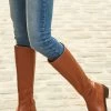 Luna Tan Leather Flat Knee High Boot