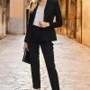 Black Satin Detail Tuxedo Blazer