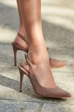 Sierra Taupe Suede Slingback Court Shoe