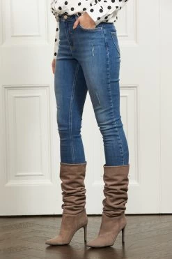 Belle Taupe Suede Heeled Slouch High Leg Boot 6 Belle Taupe Suede Heeled Slouch High Leg Boot -Trendora Shop web s53 aw19fw22bn00003 048