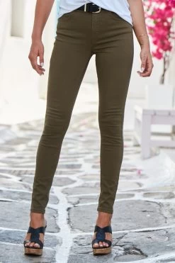 Khaki Green Perfect Skinny Jeans -Trendora Shop web s72 s20bd002gn 055