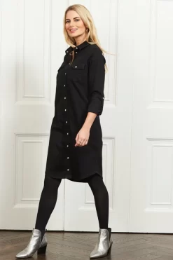 Black Denim Popper Front Relaxed Fit Shirt Dress 20 Black Denim Popper Front Relaxed Fit Shirt Dress -Trendora Shop web s7 s21bd003bk a20fw024 101 1