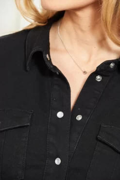 Black Denim Popper Front Relaxed Fit Shirt Dress 18 Black Denim Popper Front Relaxed Fit Shirt Dress -Trendora Shop web s7 s21bd003bk a20fw024 120