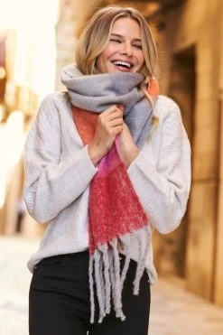 Grey, Pink & Red Ultra Soft Oversized Scarf 9 Grey, Pink & Red Ultra Soft Oversized Scarf -Trendora Shop web scarf 051