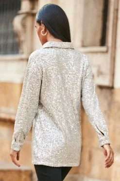 Champagne Gold Sequin Shirt 11 Champagne Gold Sequin Shirt -Trendora Shop web silvershirt 120