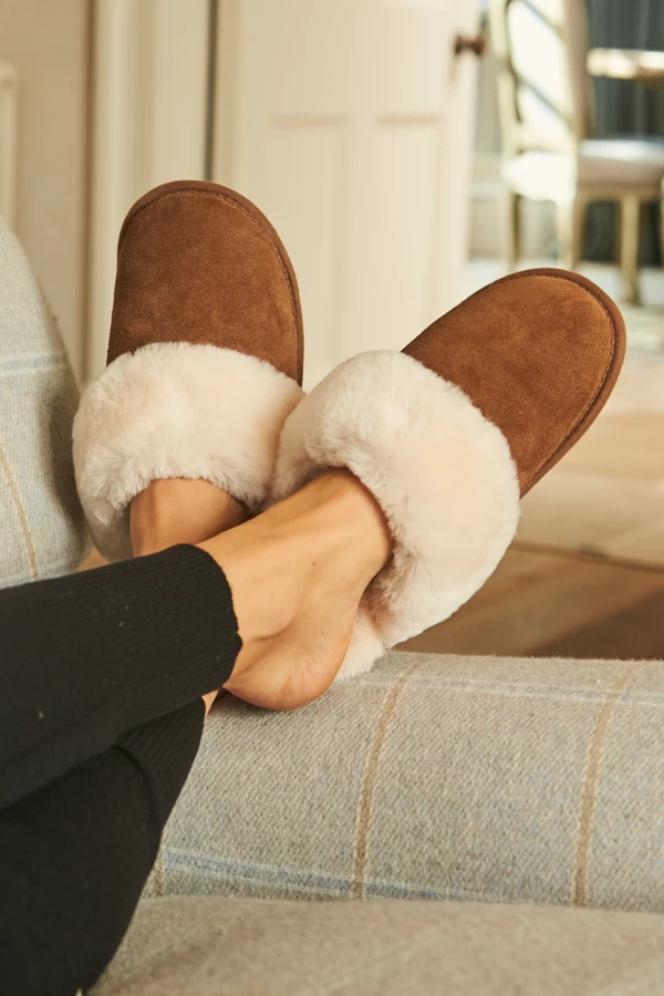 Just Sheepskin Tan Suede Mule Slippers 1 Just Sheepskin Tan Suede Mule Slippers