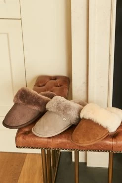 Just Sheepskin Tan Suede Mule Slippers 9 Just Sheepskin Tan Suede Mule Slippers -Trendora Shop web slippers 094 1
