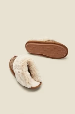 Leopard Print Suede Mule Slippers With Faux Fur Lining -Trendora Shop web sosandar animalprintmule c