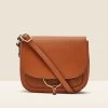 Tan Faux Leather Hoop Clasp Cross Body Bag