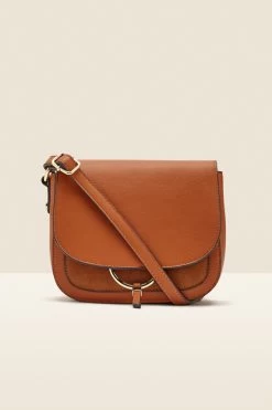 Tan Faux Leather Hoop Clasp Cross Body Bag