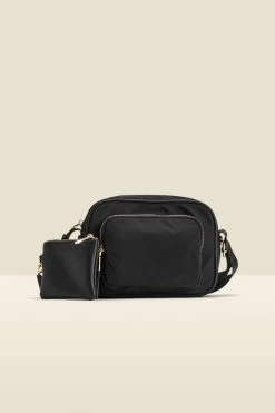 Black Nylon Square Cross Body Bag