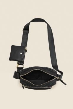 Black Nylon Square Cross Body Bag -Trendora Shop web sosandar nylonbag c