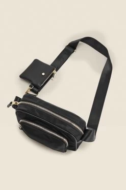 Black Nylon Square Cross Body Bag -Trendora Shop web sosandar nylonbag d