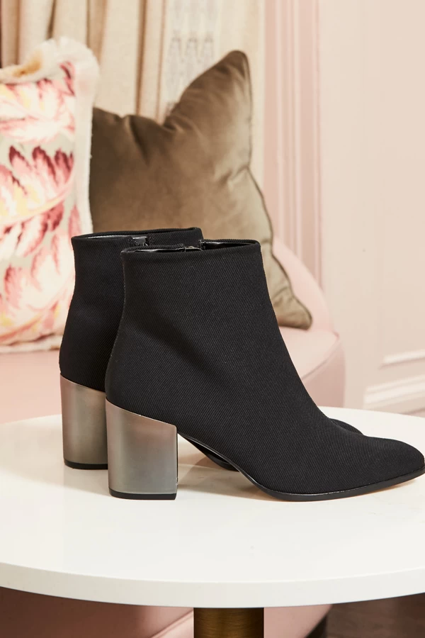 Black Metallic Heel Sock Boot 2 Black Metallic Heel Sock Boot - Image 2