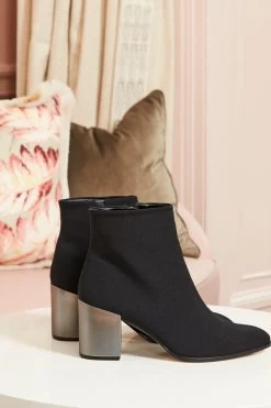 Black Metallic Heel Sock Boot 11 Black Metallic Heel Sock Boot -Trendora Shop web still life 007