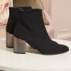 Black Metallic Heel Sock Boot