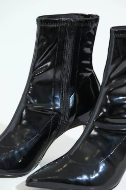 Ava Black Patent Sock Boot -Trendora Shop web still lifes 010